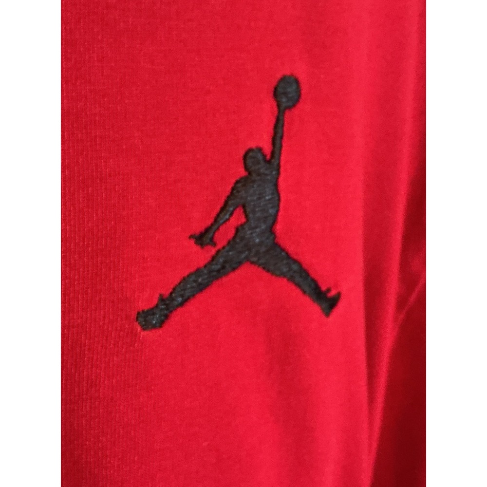 Jordan Mens Jumpman Logo Embroidered T-Shirt Red Black Size Large L Cotton‎ Tee - Picture 2 of 7